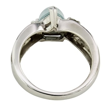 9ct White Gold Moonstone/Diamond Ring Size N